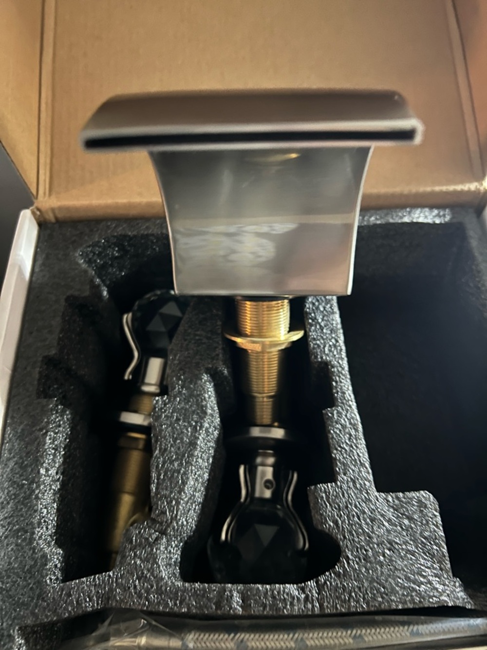 Brushed Nickel Waterfall Bathroom Faucet - Modern Gray Finish